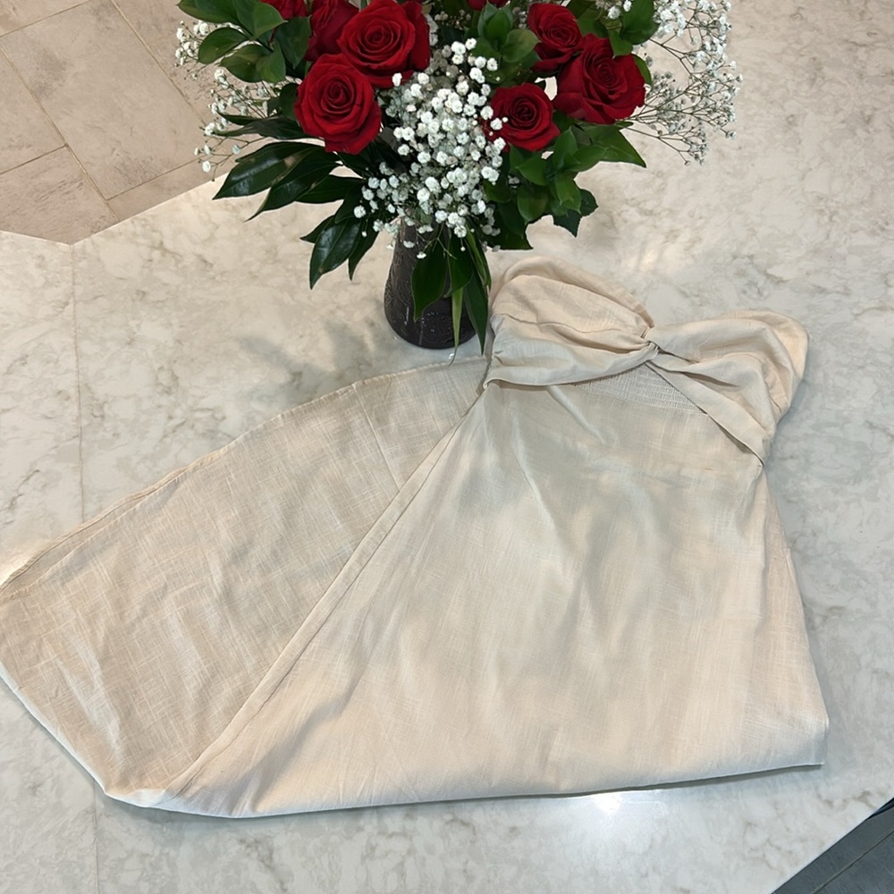 LILLUSORY Linen strapless twist front dress - Picture 4 of 9